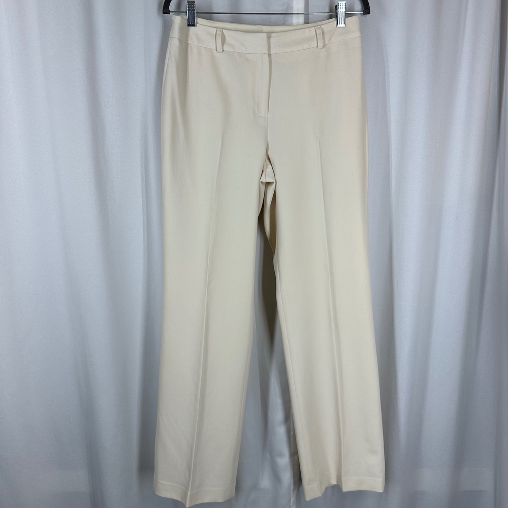 Jones New York Collection Wool Blend Stretch Ivory Trouser Pants Size 6